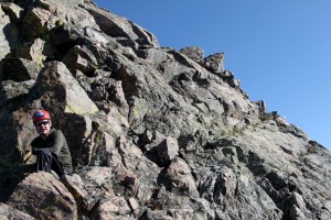 The access ramp on Peak C-Prime's SE face to gain some nice class 3/4 rock to the summit