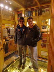 Our first night in Punta Arenas - Kev & I outside La Luna restaurant