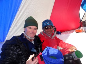 Kev & Namyga in the High Camp cook tent