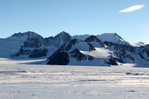 Mountains around the blue ice runway