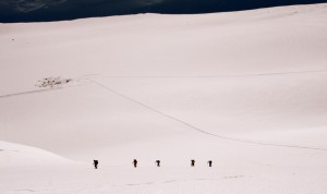 The other teams ascending Ski Hill above Vinson Base
