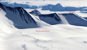 Looking down at the Branscomb Glacier and Ski Hill