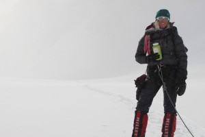 Kristine on the snowy slog back to Vinson Base