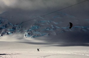The auto-contrast makes this one look pretty cool of Hollywood kite skiing around Vinson Base