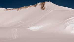Our tracks up/down Ski Hill as seen from Vinson Base