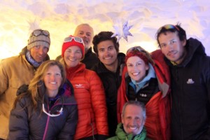 Some of our crew in the man-made ice cave at Union Glacier