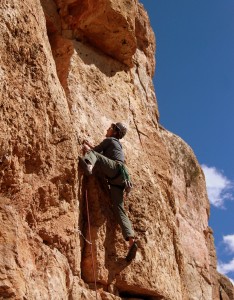 Me leading the really fun Candy for Big Kids (5.10d)