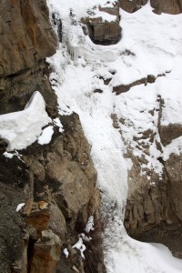 The icefall of the 3rd crux was the largest - maybe 35' in height. 