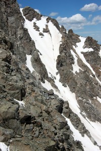 The lower portion of Pacific's north couloir before it doglegs up to the summit