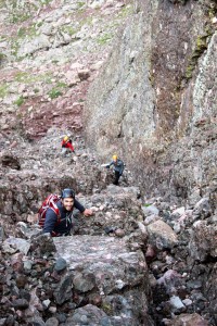 The fun class 3 gully that leads to the base of the monstrous Black Gendarme