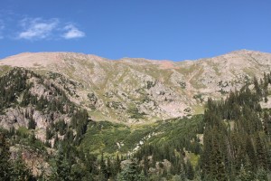 Looking up at the Solitude ridge from camp