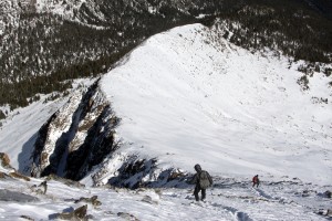 Descending the east ridge