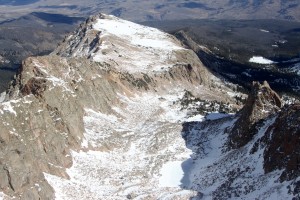 Looking down into Valhalla's east basin with Asgard Ridge on the left and Valhalla's east ridge on the right
