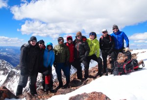 Group summit shot on Mt. Valhalla (13,180'). Photo courtesy of Dillon