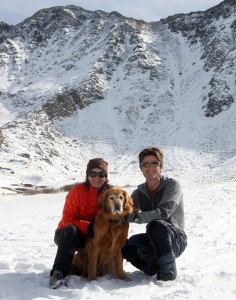 Mom, Rainie, & I with the high 13er, Fletcher Mountain (13,951'), behind