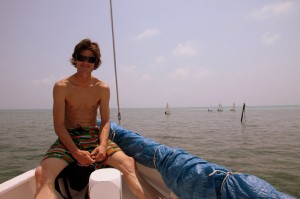 Me heading out on the sailboat to snorkel