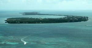The island of Caye Caulker on the small puddle-jumper flight