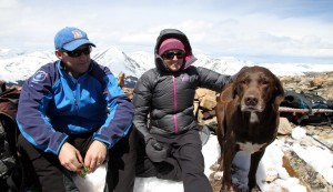 Andy, Kristine, & Kona on the false summit