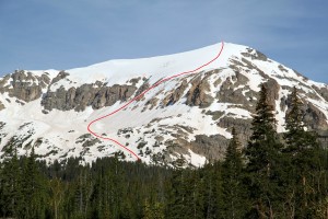 Ski line down the centennial 13er Mt. Oklahoma from the North Halfmoon Creek trail on the way in
