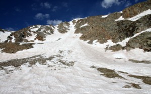 The Hopeful Couloir from 11,800' at its base