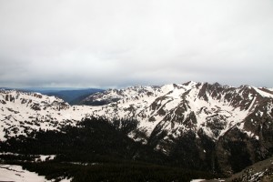 Clouds to the west with Red Buffalo Pass (center) and Red Peak (right) visible