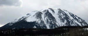 Buffalo Mountain and its much more filled-in Silver Couloir on March 21, 2009