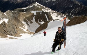 Nearing the top of the couloir