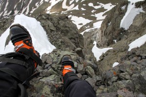 Our nice little, exposed perch on Grizzly's summit for over an hour hoping the sun comes out to soften the snow up