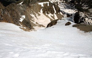 Three other climbers ascending the north couloir