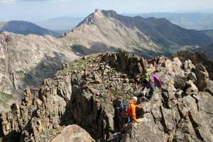 Brian and Sarah descending Q's summit ridge