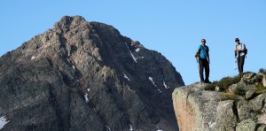 Jason & J with Peak Q on the ascent of Peak L's southern slopes