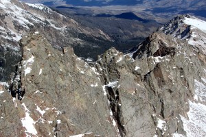 Point Odin (far left), the last tower and major difficulty before the final ascent up Palomino Point's north face. This picture was taken from Valhalla's north ridge en route to its summit on October 26, 2013