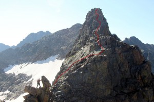 The hardiest of towers between H & J which we went up and over (route shown in red)