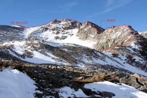 The east ridge direct route to Bancroft's summit