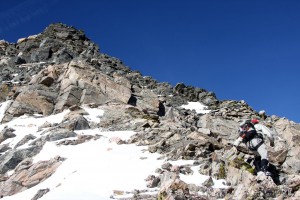 The easier class 3 terrain of the upper ridge