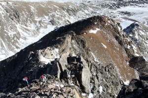 The easier class 2 section to the flat summit plateau