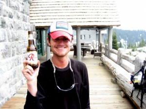 Me with my good ole Rainier Beer hat and Rainier Beer after a successful 4 days and 3 nights on a fantastic mountain