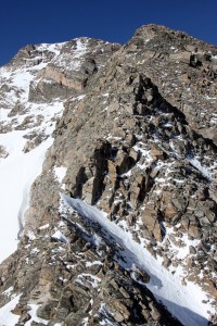 The remaining portion of the east ridge from the top of the 1st crux 5.2 headwall pitch