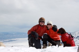 Me, Kristine, & Kona on Columbia's summit around 2pm (7 hrs after we started)...a new 14er for Kristine & Kona