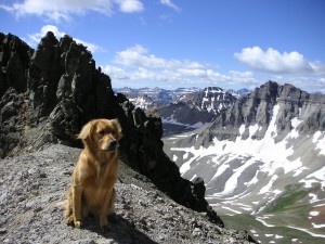 Rainie on Lavender Col after climbing Mt. Sneffels in July 2004