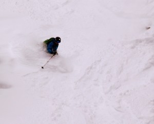 Shawn in deep on one of the Tiger gullies