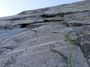 Me pulling the roof on the 5.9 1st pitch