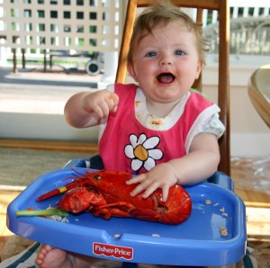 And, Sawyer tried her 1st Maine lobster! The first of many...