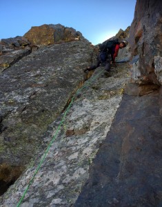 Me on lead up this fun little route. Photo by J