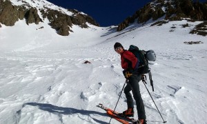 Me starting the steeper skinning up to Lavender Col above. Photo by Natalie