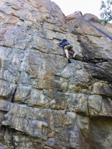 Stephen climbing the awesome 5.9+ at Homestake